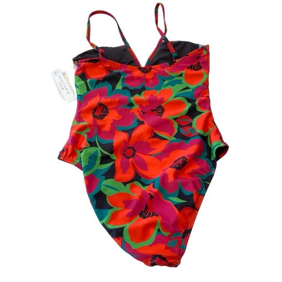 Sanctuary Women's Gardener Shirred-Front One-Piece Swimsuit Multi Color Medium - Picture 3 of 9